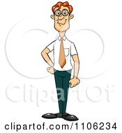 Clipart Proud Professional Red Haired Business Man Posing Royalty Free Vector Illustration
