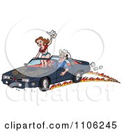 Poster, Art Print Of Man Peeling Out In A 1978 Trans Am Convertible With His Lady Standing Up On The Seat