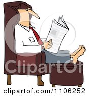 Poster, Art Print Of Man Reading The Newspaper With His Feet Up On An Ottoman