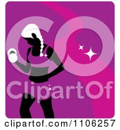 Poster, Art Print Of Purple Fitness Avatar With A Woman Working Out Doing Bicep Curls With Dumbbells