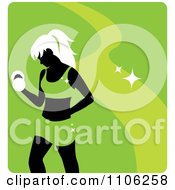 Green Fitness Avatar With A Woman Working Out Doing Bicep Curls With Dumbbells