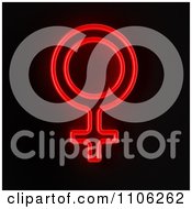 Glowing Red Neon Sex Female Gender Symbol On Black