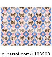 Poster, Art Print Of Seamless Diamond Butterfly And Floral Pattern