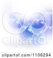Poster, Art Print Of Blue Technology Hexagon Background With Flares Of Light