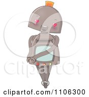 Clipart Happy Robot In Love With Heart Eyes Royalty Free Vector Illustration