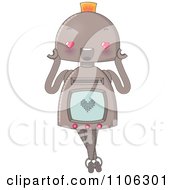 Poster, Art Print Of Happy Robot In Love With A Heart On Her Screen