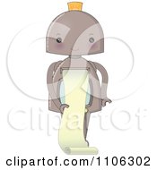 Clipart Happy Robot Printing A Long List Royalty Free Vector Illustration