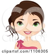 Poster, Art Print Of Happy Brunette Woman With Sparkly Green Eyes