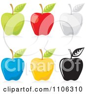 Poster, Art Print Of Green Red Gray Blue Yellow And Black And White Apple Icons