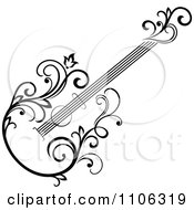 Poster, Art Print Of Black And White Floral Guitar 2