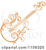 Clipart Orange Floral Guitar 2 Royalty Free Vector Illustration