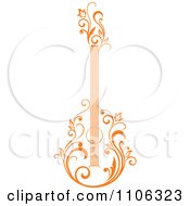 Clipart Orange Floral Guitar 1 Royalty Free Vector Illustration