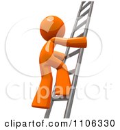 Clipart 3d Orange Man Climbing A Silver Ladder Royalty Free CGI Illustration by Leo Blanchette
