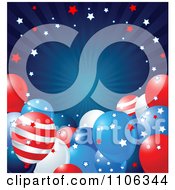 Poster, Art Print Of Blue Ray American Background With Stars And Patriotic Party Balloons