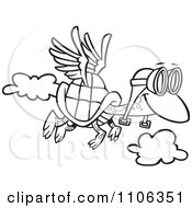 Poster, Art Print Of Outlined Tortoise Flying With Pilot Goggles