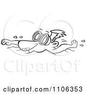 Clipart Outlined Male Swimmer Wearing Goggles Royalty Free Vector Illustration