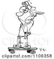Clipart Outlined Teenage Skater Boy With His Hands In His Pockets Royalty Free Vector Illustration by toonaday