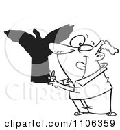 Clipart Outlined Man Making Shadow Puppets Royalty Free Vector Illustration
