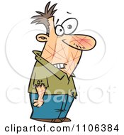 Clipart Male Cat Owner Covered In Scratches Royalty Free Vector Illustration