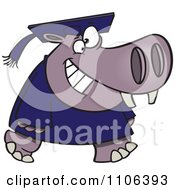 Poster, Art Print Of Graduate Hippo Walking And Smiling