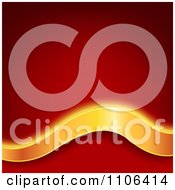 Poster, Art Print Of Red Background With Gold Waves And Copyspace