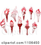 Clipart Burning Red Torches 2 Royalty Free Vector Illustration