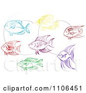 Poster, Art Print Of Colorful Aquarium Fish Icons