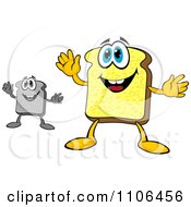 Clipart Grayscale And Colored Sliced Bread Mascots Royalty Free Vector Illustration