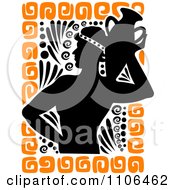 Silhouetted Greek Man Carrying A Vase With Orange Designs