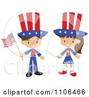 Happy American Kids In Independence Day Costumes