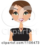 Clipart Happy Woman With Short Brunette Hair Royalty Free Vector Illustration