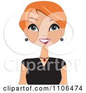 Clipart Happy Woman With Short Red Hair Royalty Free Vector Illustration by peachidesigns #COLLC1106474-0137