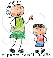 Poster, Art Print Of Stick Drawing Of A Mother Scolding Her Son