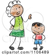 Poster, Art Print Of Stick Drawing Of A Black Mother Scolding Her Son