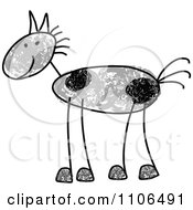 Poster, Art Print Of Stick Drawing Of A Happy Gray Spotted Horse