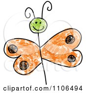 Poster, Art Print Of Stick Drawing Of A Happy Orange Butterfly