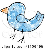 Poster, Art Print Of Stick Drawing Of A Blue Bird