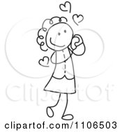 Poster, Art Print Of Black And White Stick Drawing Of A Girl In Love