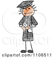 Clipart Stick Drawing Of A Happy Graduate Royalty Free Vector Illustration