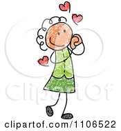 Clipart Stick Drawing Of A Hispanic Girl In Love Royalty Free Vector Illustration