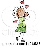 Clipart Stick Drawing Of A Black Girl In Love Royalty Free Vector Illustration