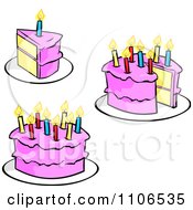 Poster, Art Print Of Pink Birthday Cakes And Candles