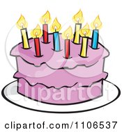 Poster, Art Print Of Pink Birthday Cake With A Candle