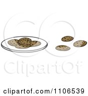 Clipart Chocolate Chip Cookies And A Plate Royalty Free Vector Illustration