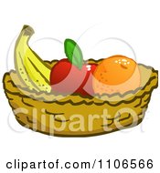 Poster, Art Print Of Banana Apple And Orange In A Basket