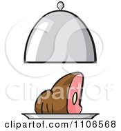 Clipart Ham Or Roast Beef On A Platter With Lid Royalty Free Vector Illustration by Cartoon Solutions