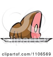Clipart Ham Or Roast Beef On A Platter Royalty Free Vector Illustration by Cartoon Solutions