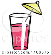 Poster, Art Print Of Glass Of Pink Lemonade With An Umbrella