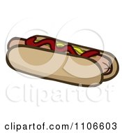 Poster, Art Print Of Hot Dog With Relish Ketchup And Mustard