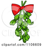 Clipart Red Bow On Christmas Mistletoe Royalty Free Vector Illustration by Cartoon Solutions